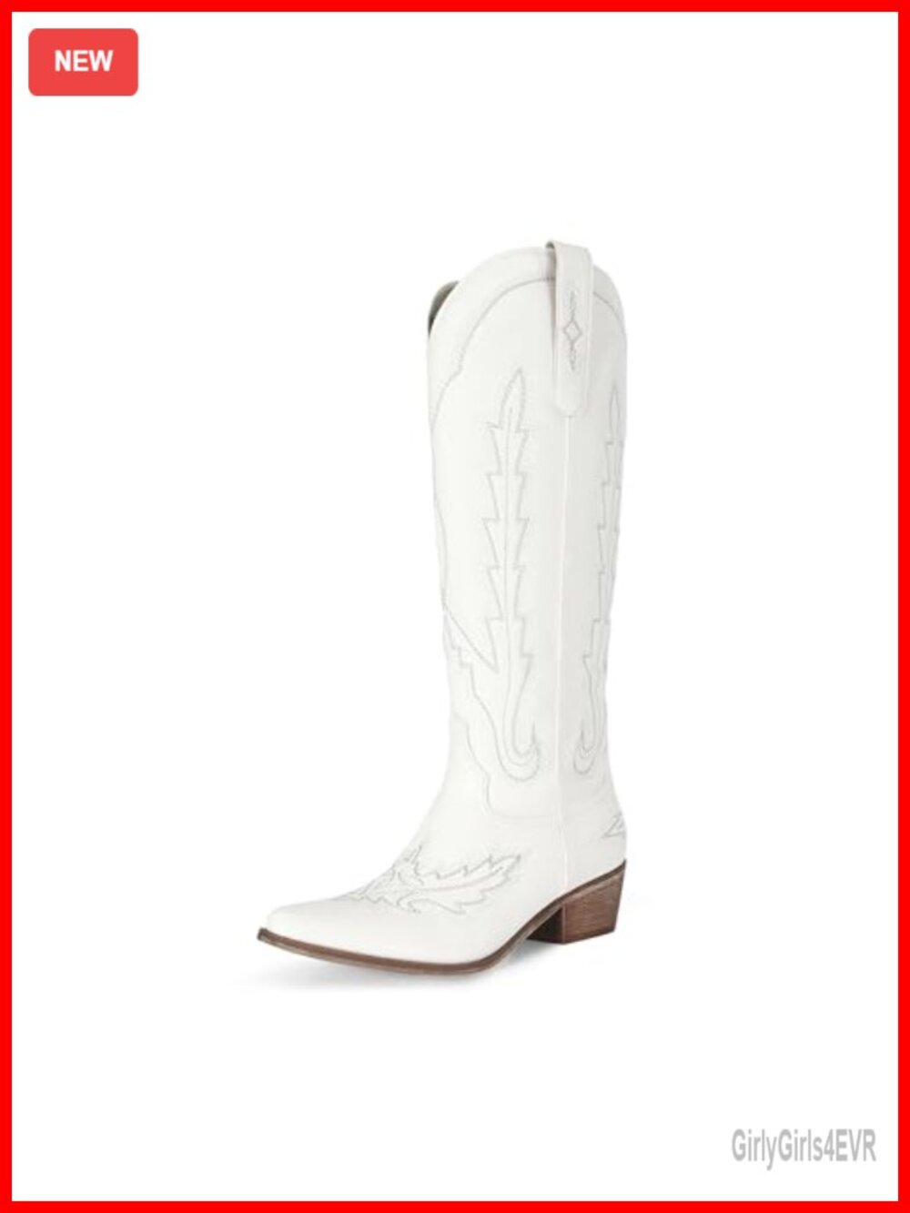 Embroidered Suede Knee High Cowgirl Boots Chunky Block Heel Pull On Western